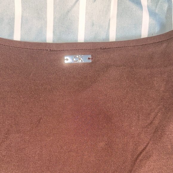 Calvin Klein Brown Button-Front V-Neck Top - Picture 5 of 5